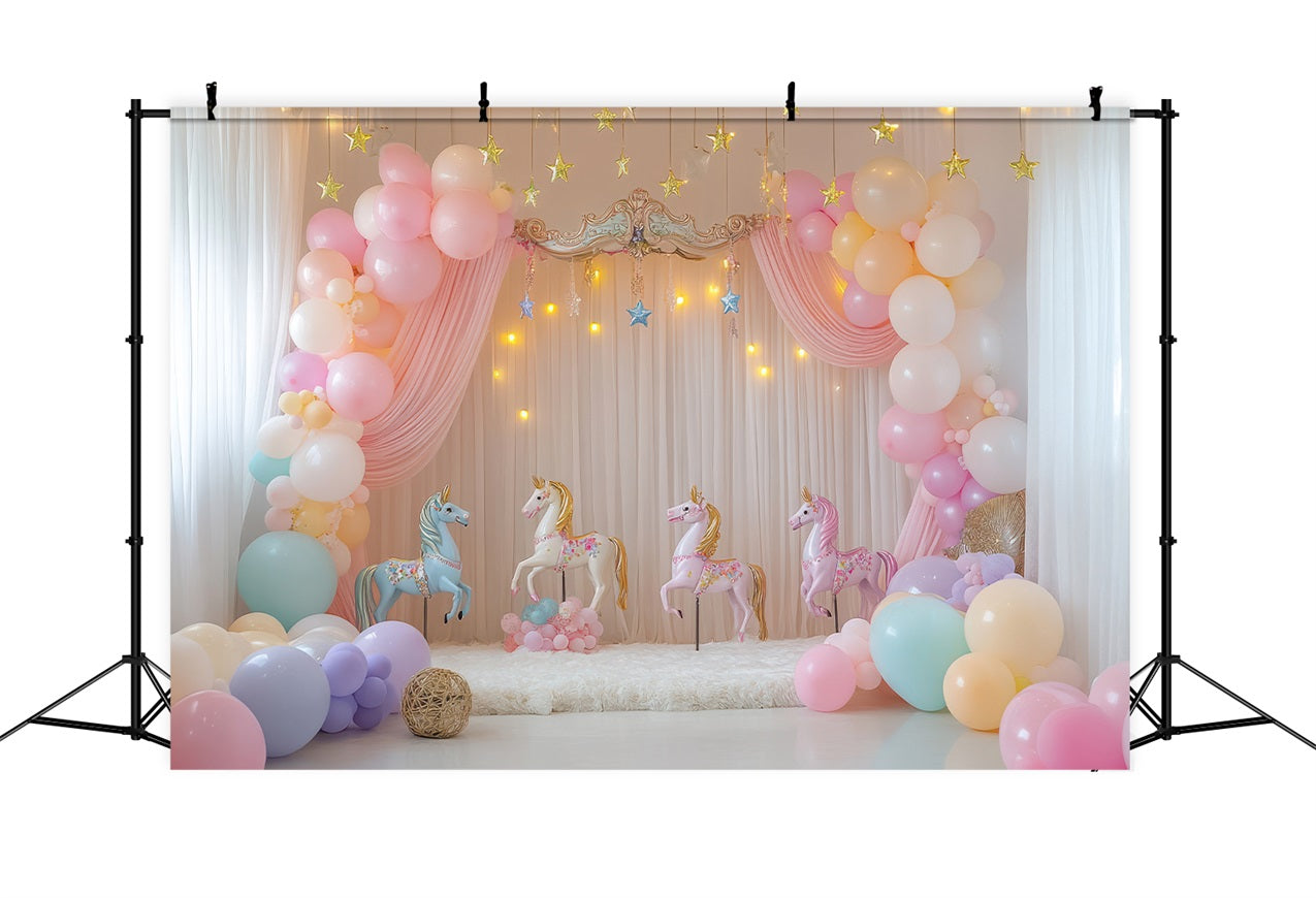 Compleanno Sfondo Design Unicorno Palloncini Carosello Sfondo BRP10-357