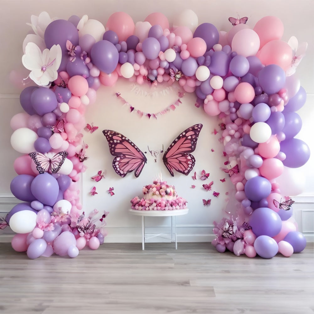 Sfondo Fotografico Festa Di Compleanno Farfalla Palloncino Arco Sfondo BRP10-361