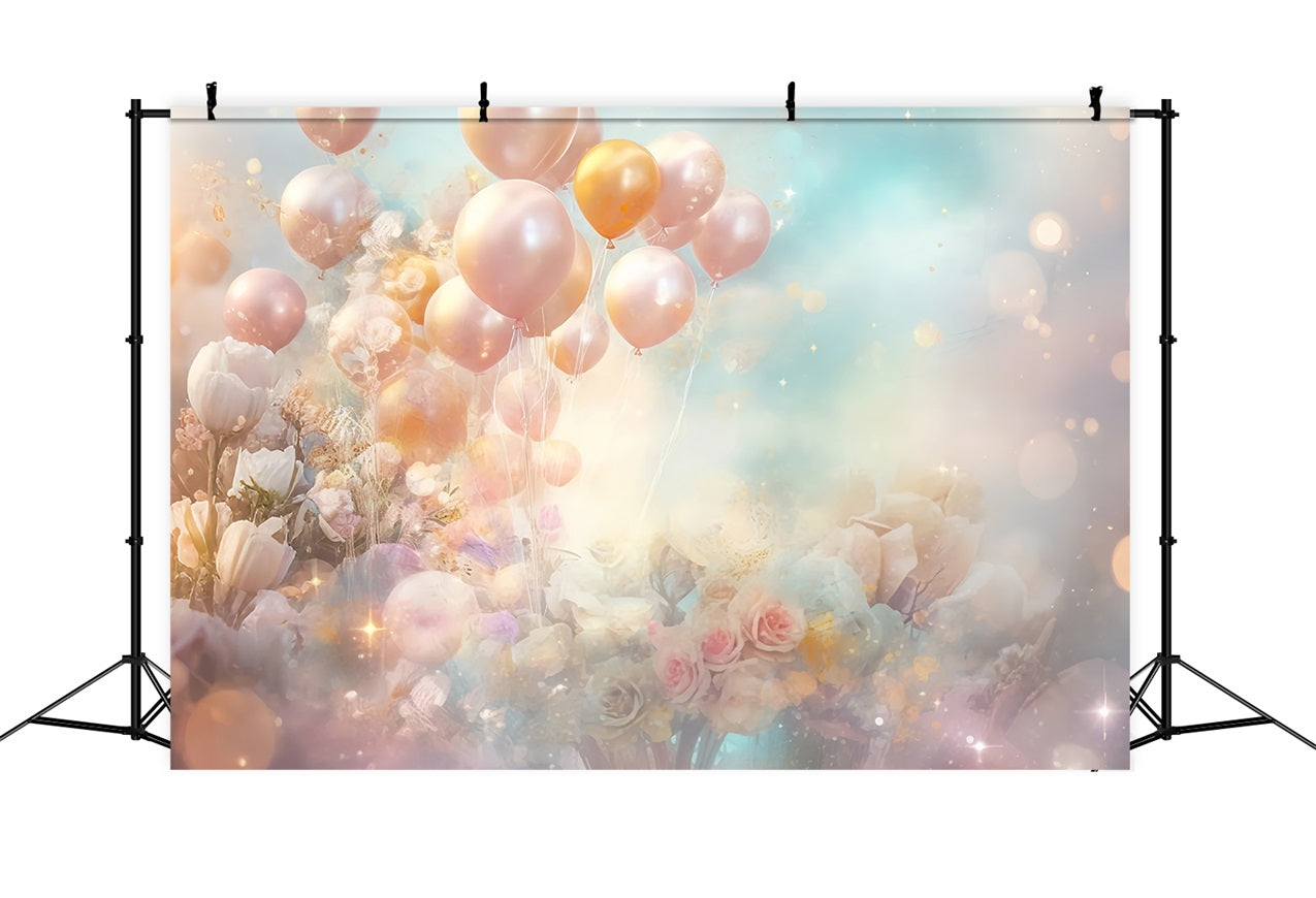 Sfondo Di Buon Compleanno Per Bambini Palloncini Fiori Sfondo BRP10-377