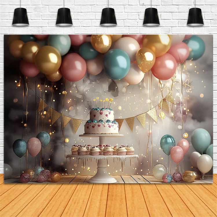 Idee Semplici Per Lo Sfondo Di Compleanno Sfondo Per Supporto Per Torta Con Palloncini BRP10-379