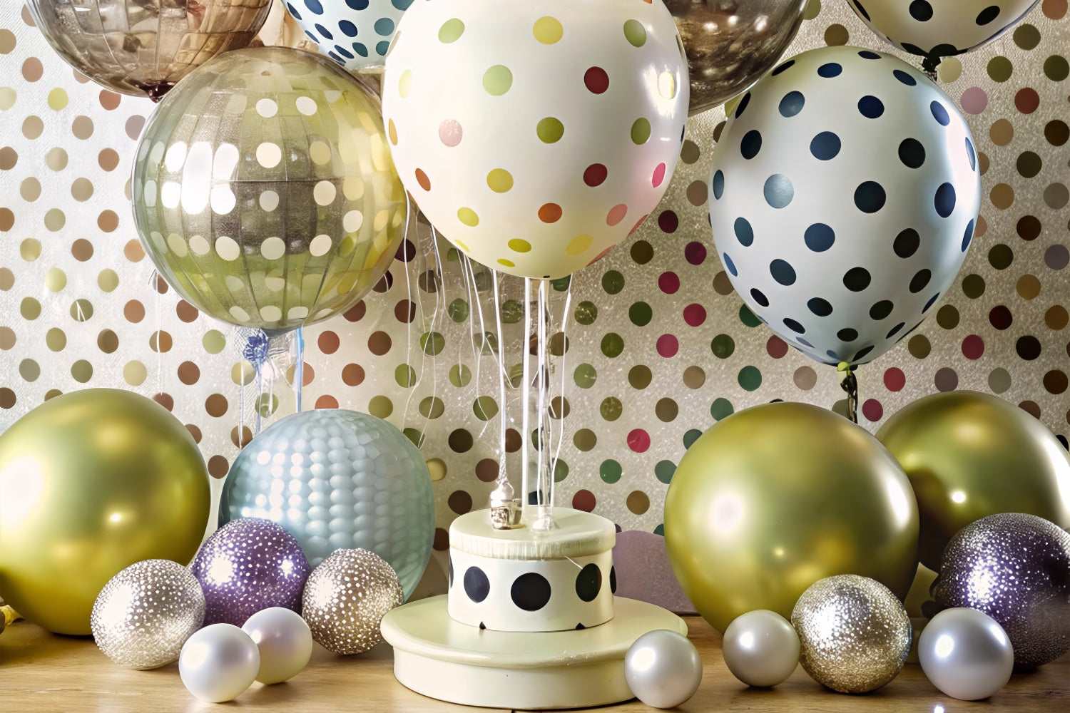 Sfondo Di Compleanno Per Bambini Sfondo Con Palloncino A Pois BRP10-382
