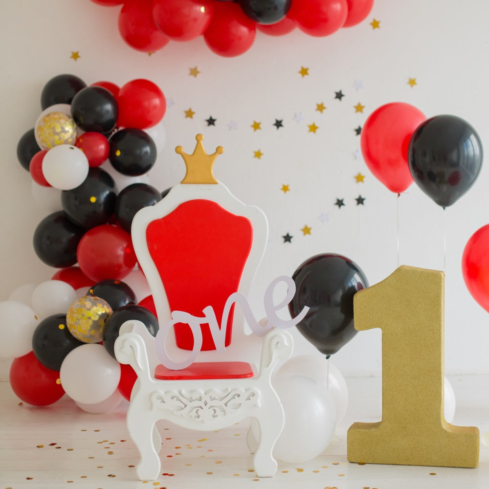 Sfondo Di Buon Primo Compleanno Corona Trono Sfondo Palloncino BRP10-389