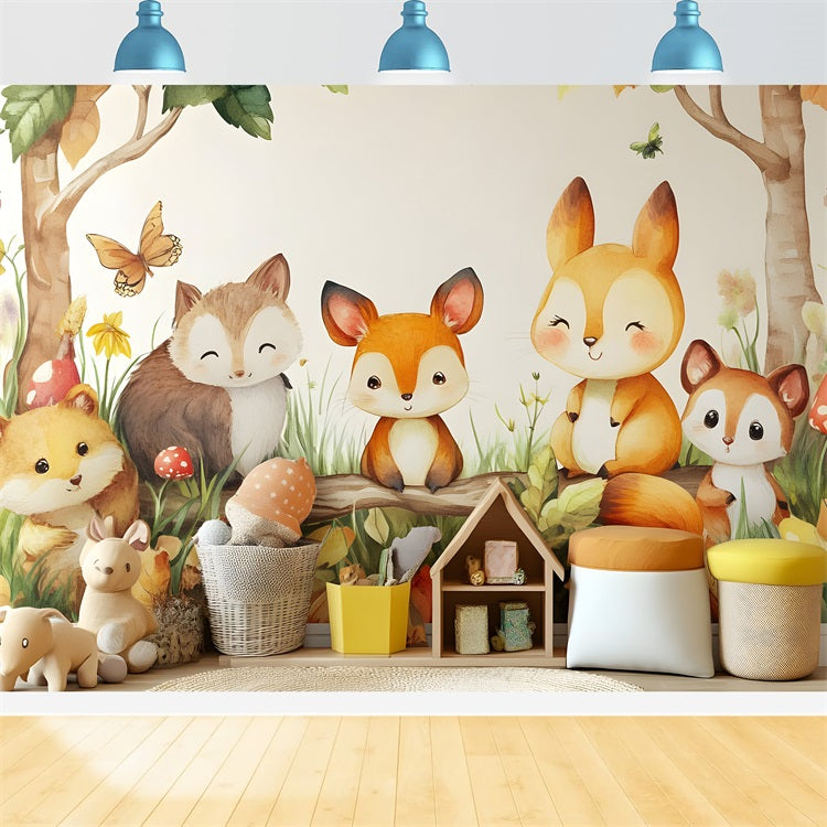 Sfondo Per Compleanno Animali Della Foresta Sfondo Per Bambini BRP10-395