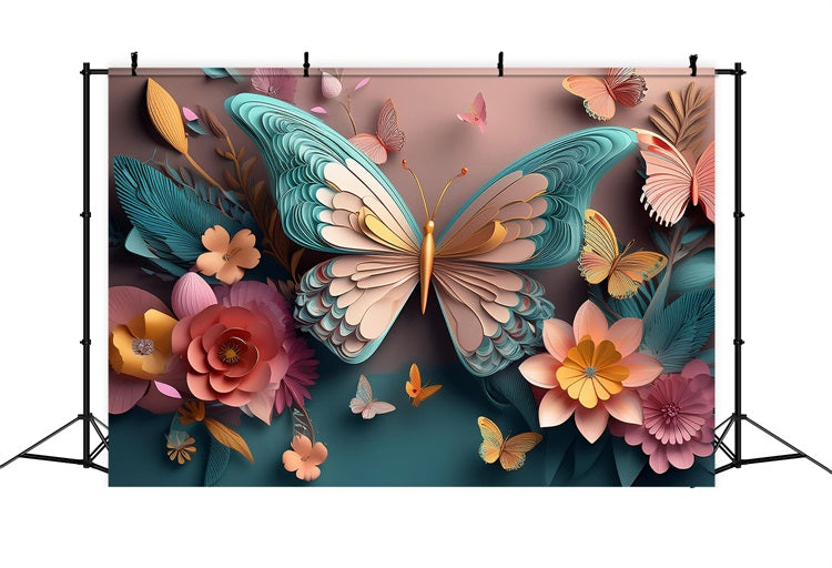 Sfondo Per La Festa Di Compleanno Sfondo Floreale Farfalla 3D BRP10-402