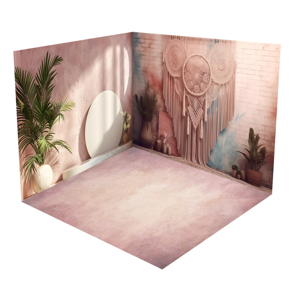 Set Da Camera Con Fondale Decorativo Boho Pink Dreamcatcher BRP10-420