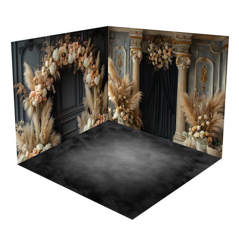 Set Camera Con Fondale Ad Arco Floreale Con Colonne Boho BRP10-424