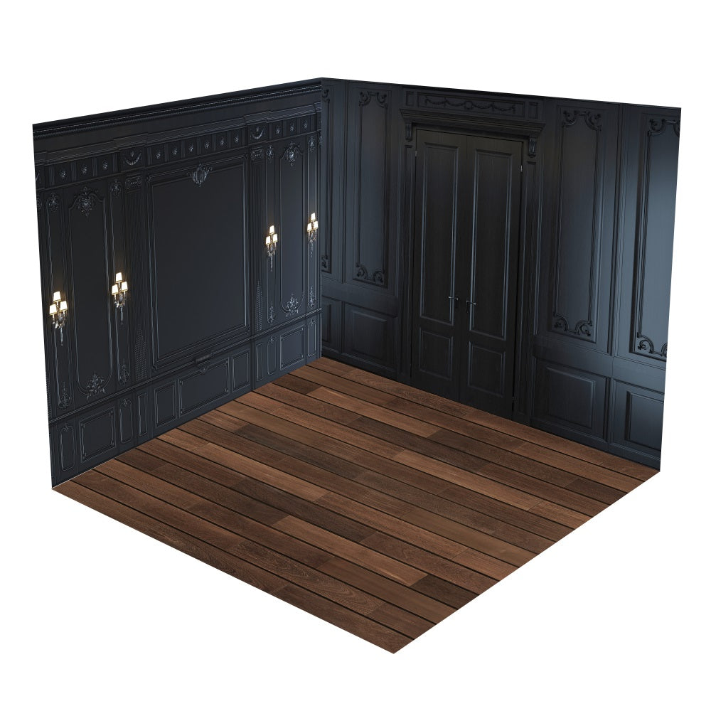 Set Da Camera Con Fondale Vintage Nero Per Applique Da Parete BRP10-426