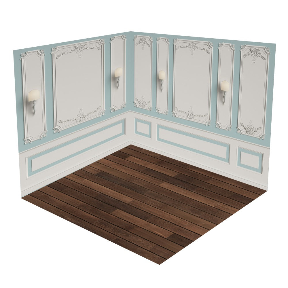 Set Da Camera Con Sfondo Retro Muro Bianco Blu BRP10-433