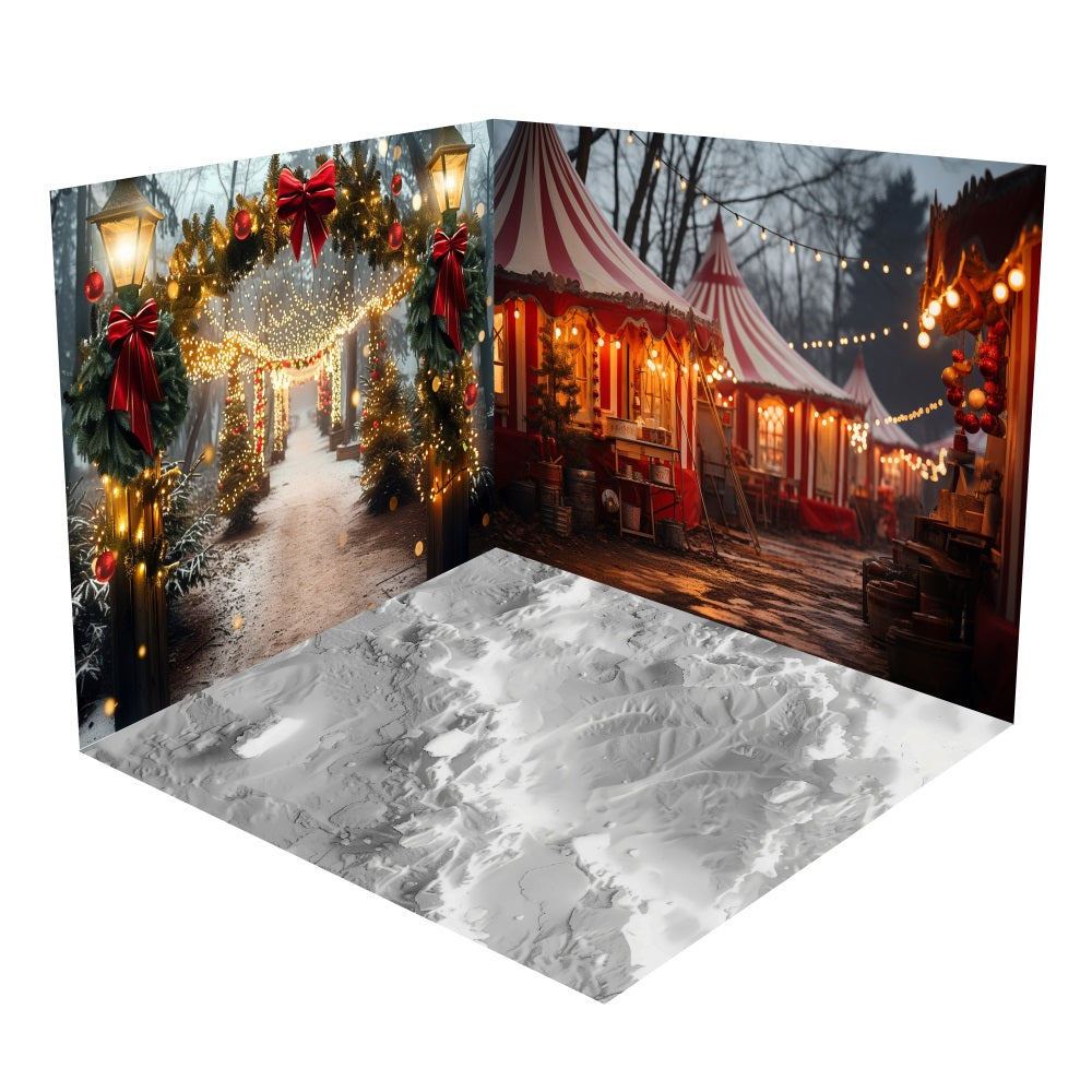 Set Stanza Sullo Sfondo Delle Luci Del Percorso Del Festival Del Mercatino Di Natale BRP10-437