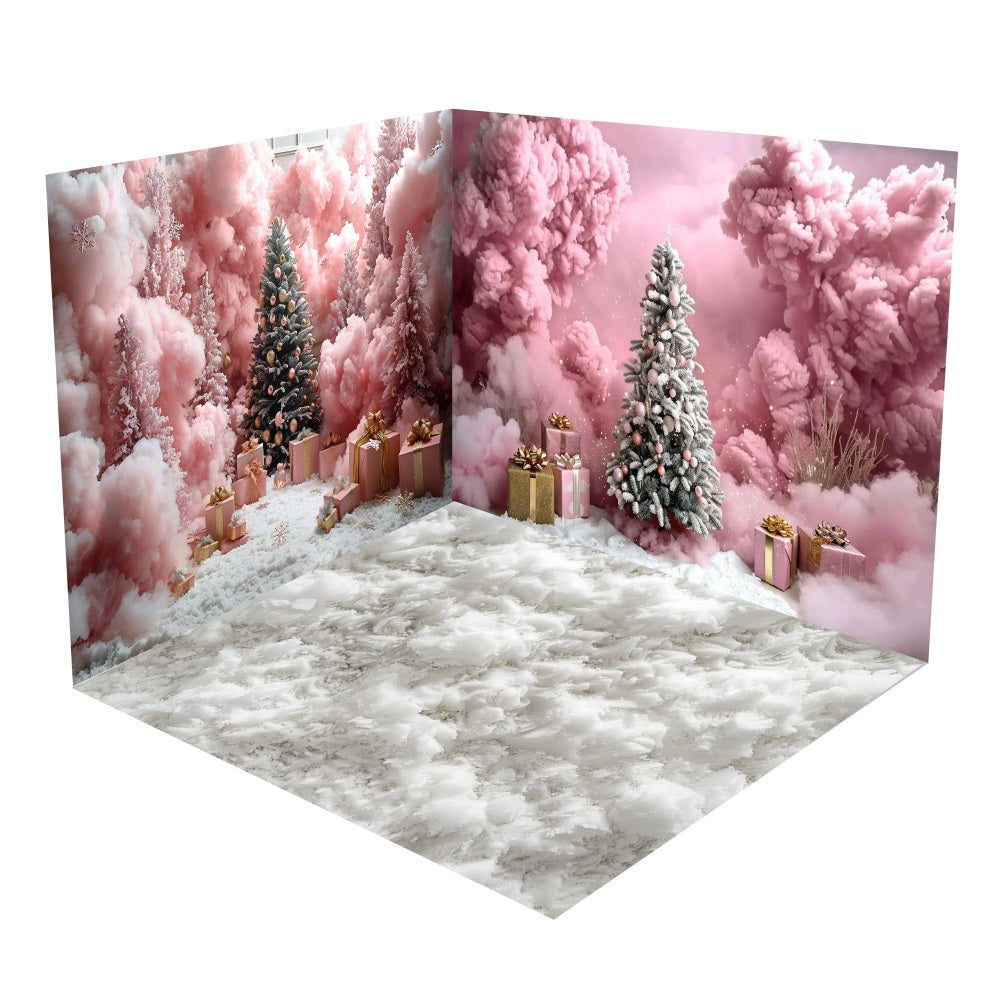 Set Regalo Per Camera Con Sfondo Regalo Per Alberi Di Natale Rosa Nuvolosi BRP10-440