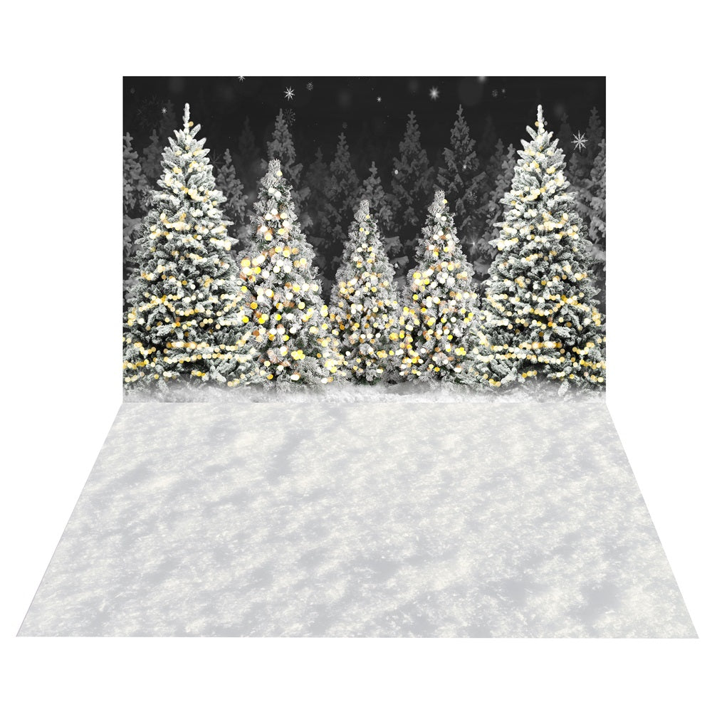 Sfondo Decorativo Foresta Invernale+Sfondo Pavimento Innevato BRP10-458