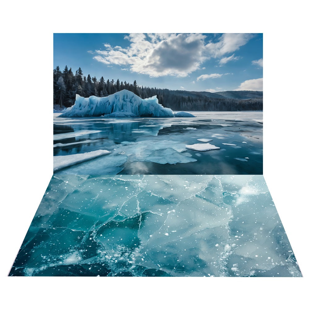 Sfondo Del Campo Di Ghiaccio Invernale+Sfondo Del Pavimento Del Lago Ghiacciato BRP10-460