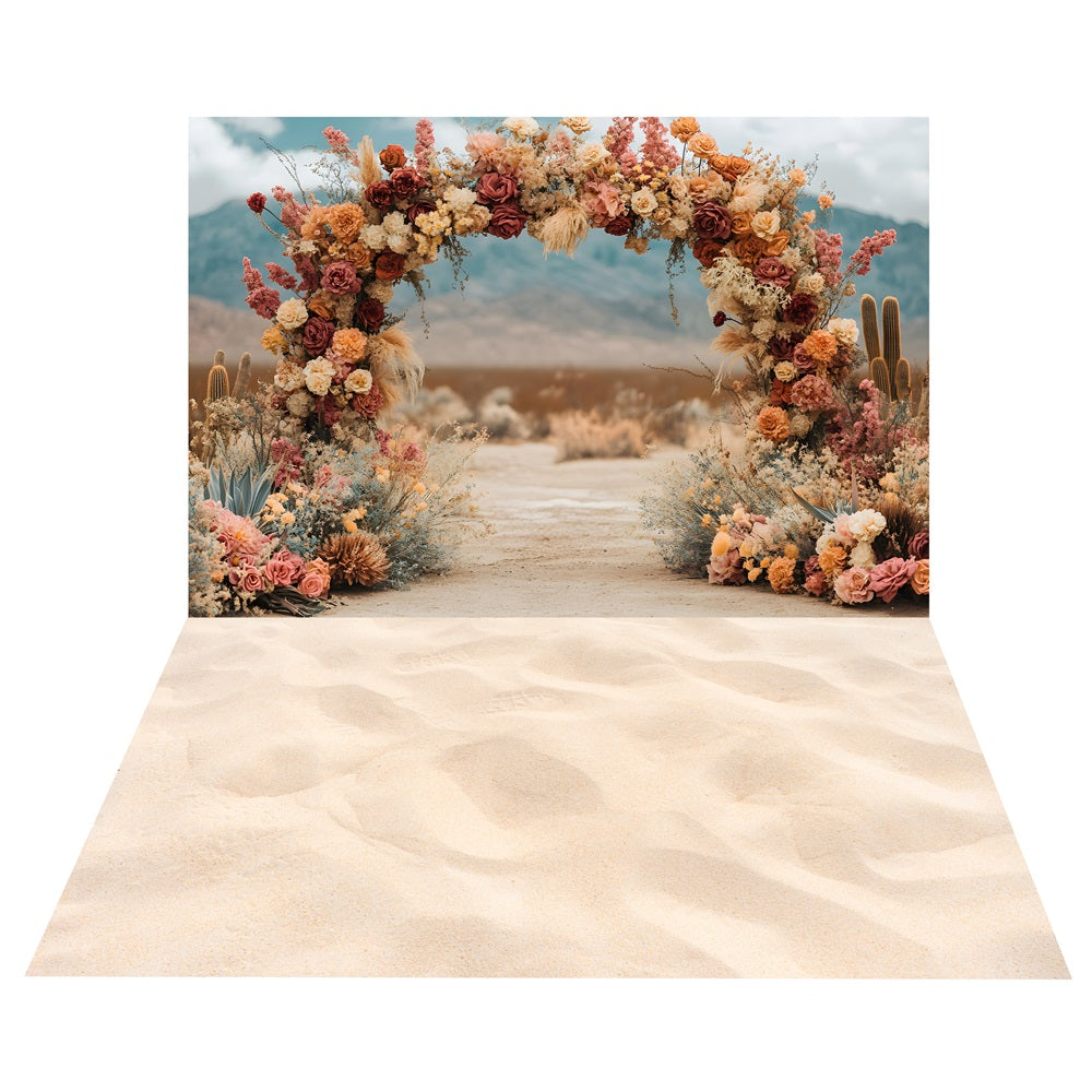 Sfondo Arco Di Fiori Bohemien+Sfondo Pavimento Con Sentiero Sabbioso BRP10-474