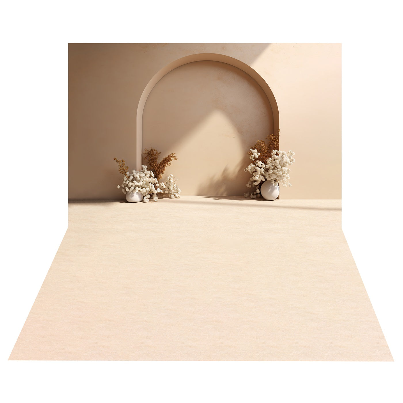 Sfondo Ad Arco Con Decorazioni Floreali Boho+Sfondo Per Pavimento In Sabbia Chiara BRP10-482