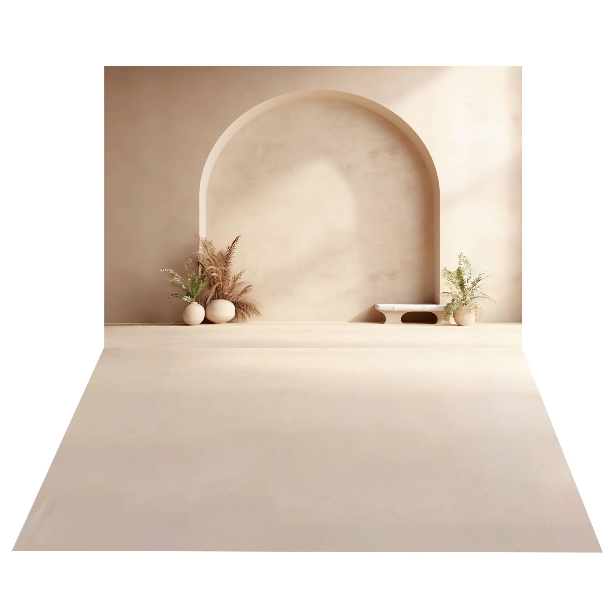Sfondo Con Decorazioni Floreali Per Arco Boho+Sfondo Per Pavimento Beige Strutturato BRP10-487
