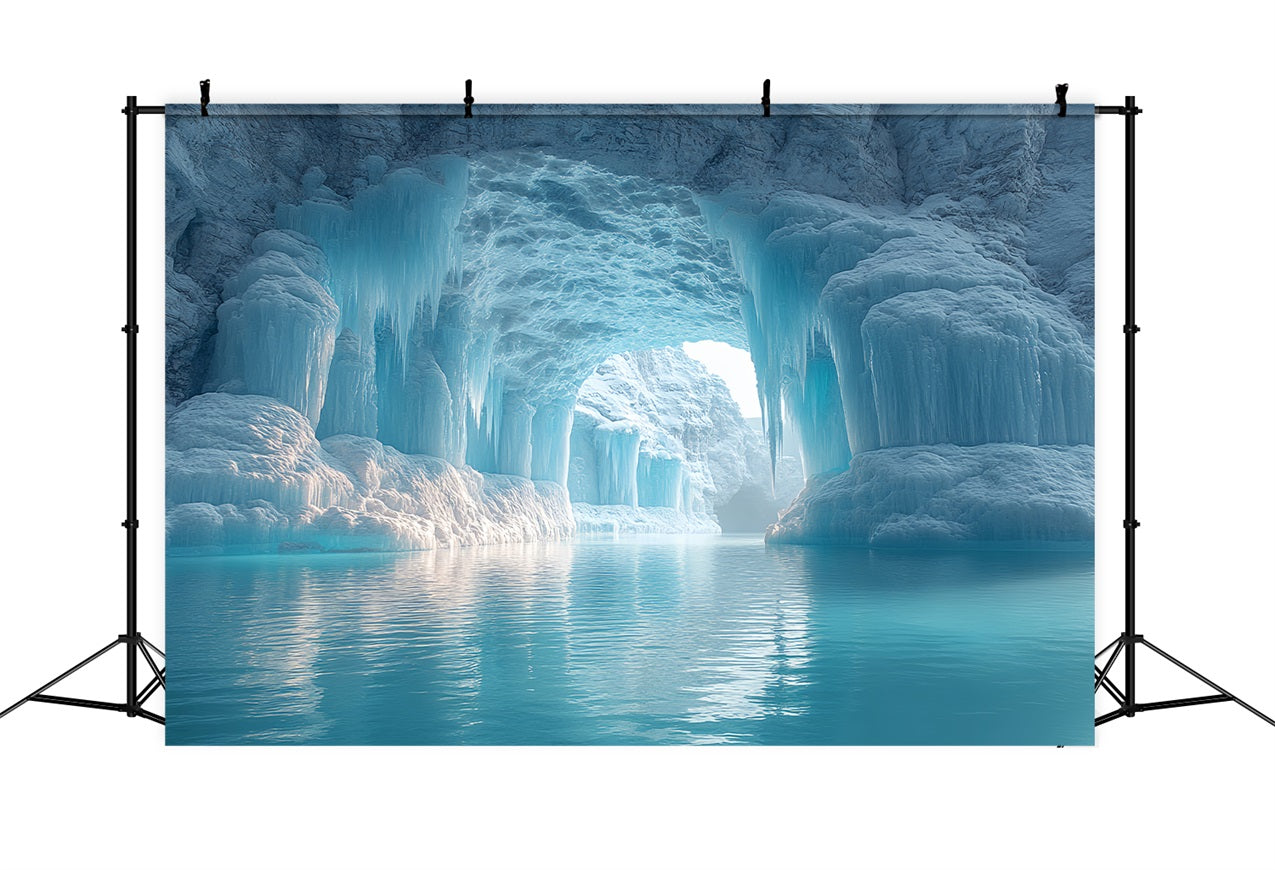 Sfondo Di Ghiaccioli Cristallini Della Grotta Di Ghiaccio Invernale Agghiacciante BRP10-50