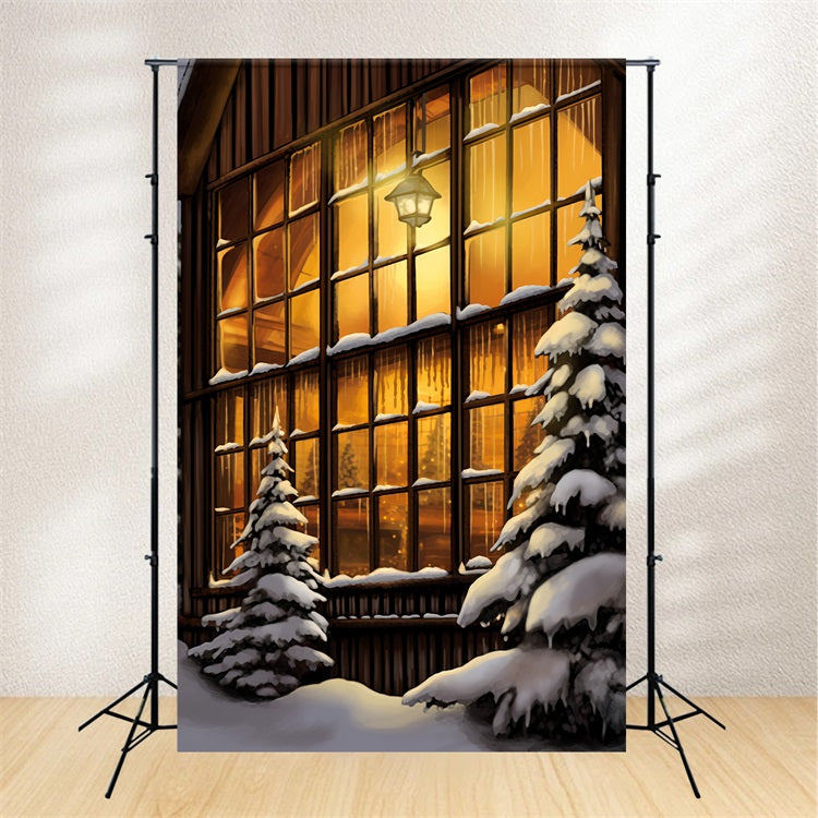 Sfondo Invernale Accogliente In Legno Con Grandi Finestre Luminose BRP10-56