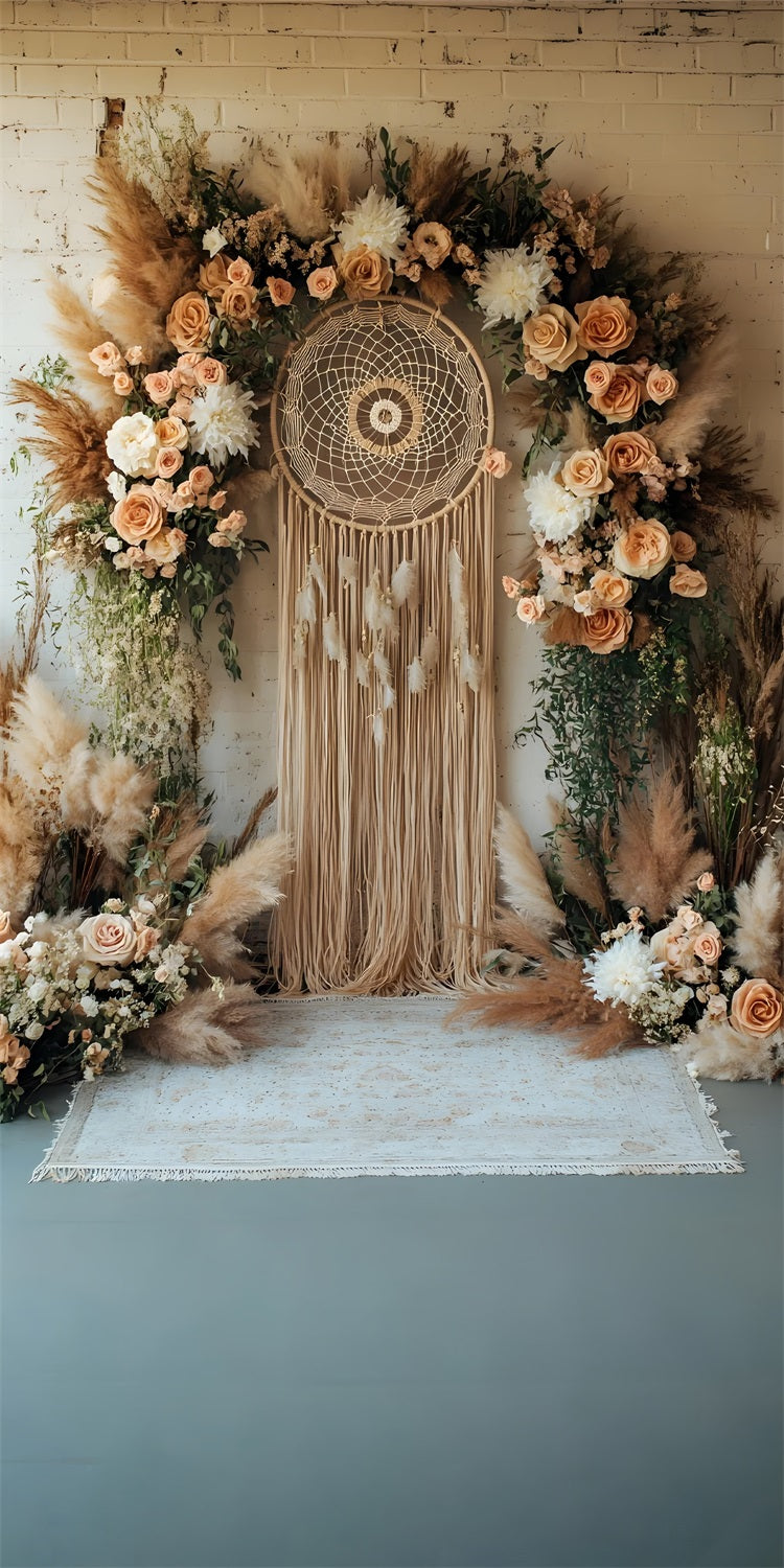Boho Pampas Sweep Dreamcatcher Decorazioni Floreali Sfondo BRP10-569
