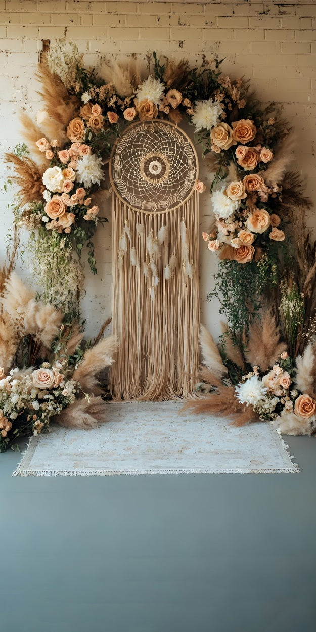Boho Pampas Sweep Dreamcatcher Decorazioni Floreali Sfondo BRP10-569