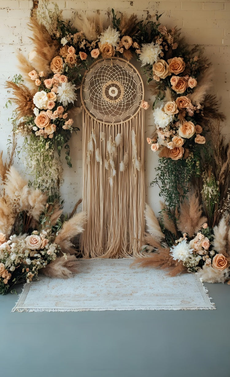 Boho Pampas Sweep Dreamcatcher Decorazioni Floreali Sfondo BRP10-569