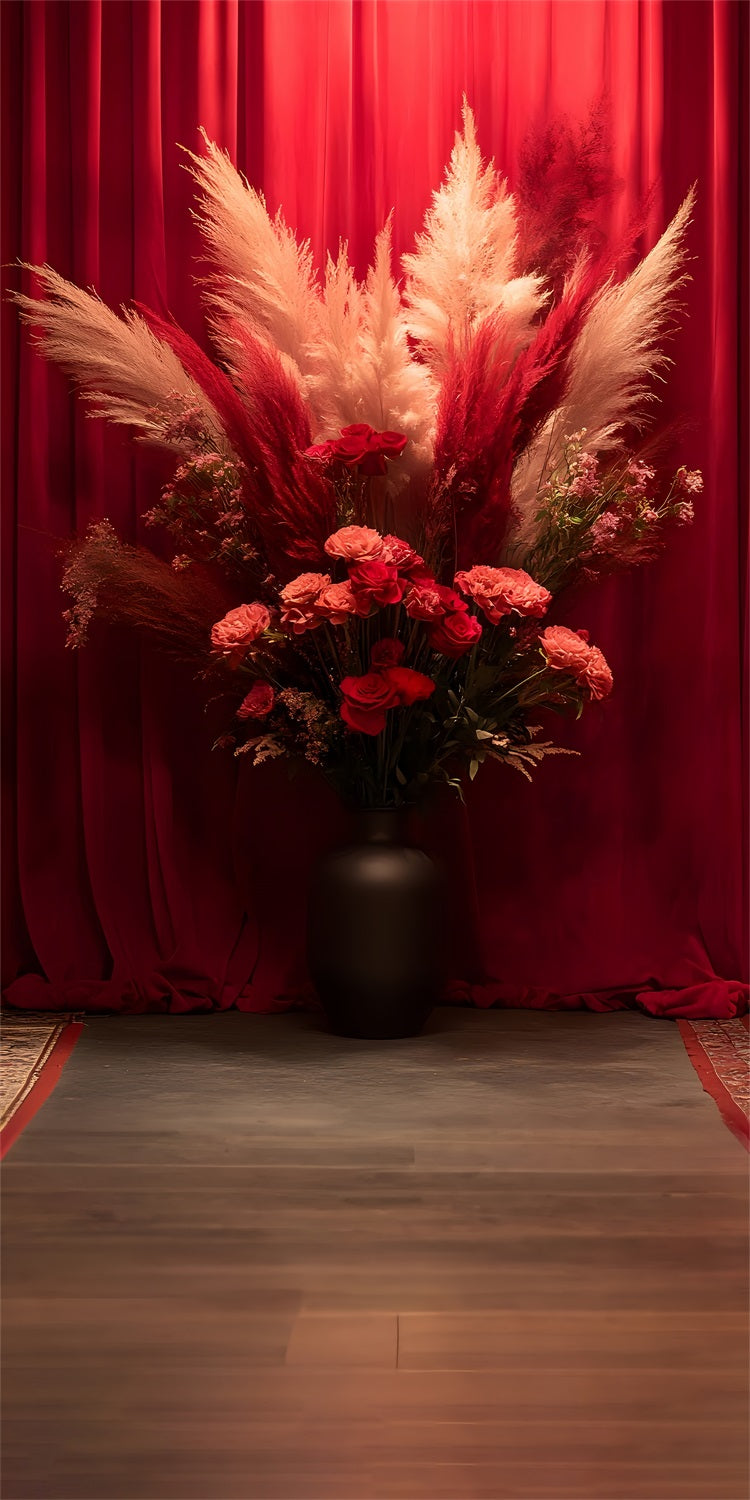 Sfondo Fotografico Boho Red Pampas Roses Sweep BRP10-571
