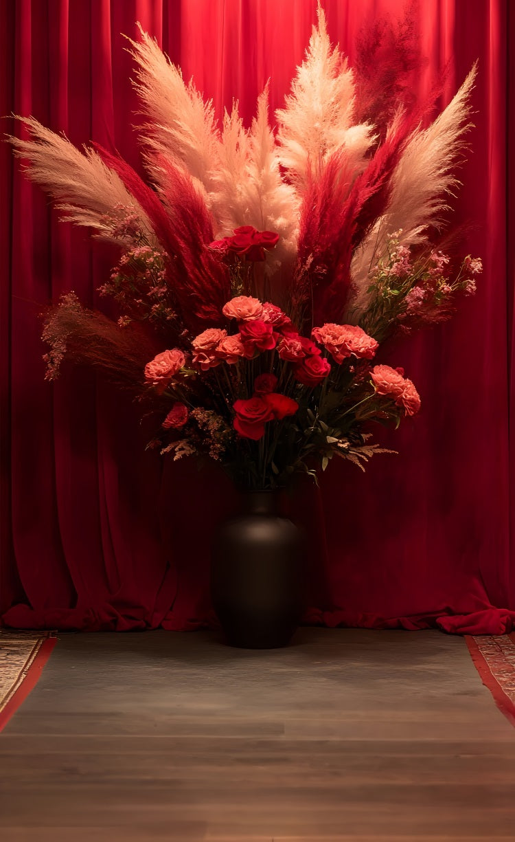 Sfondo Fotografico Boho Red Pampas Roses Sweep BRP10-571