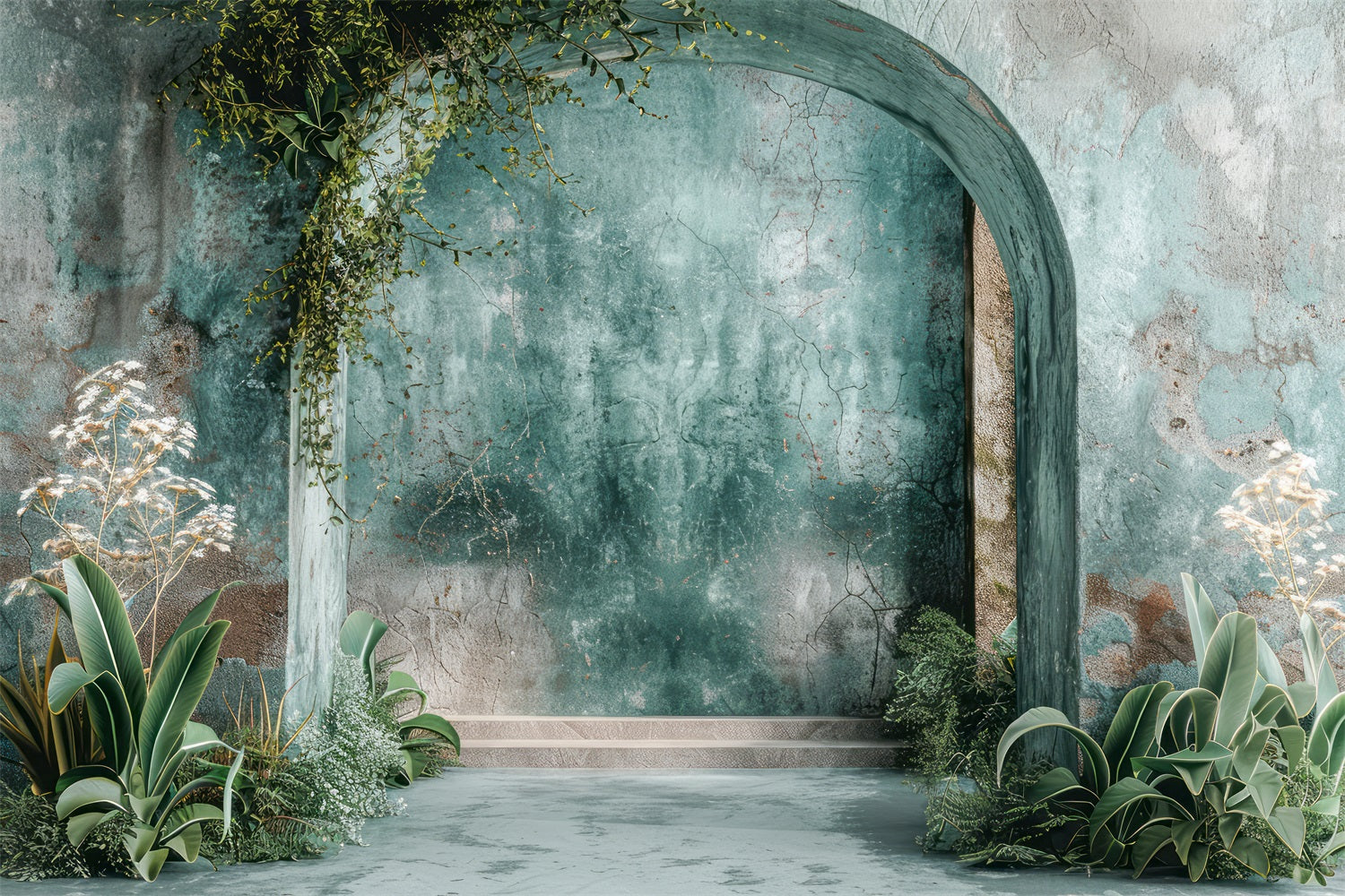 Sfondo Boho Con Piante Da Parete Strutturate Vintage BRP10-59