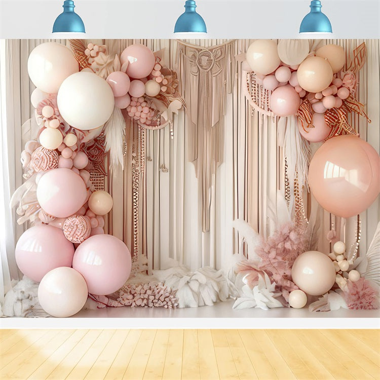 Sfondo Design Boho Macrame Palloncini Sfondo Floreale BRP10-595