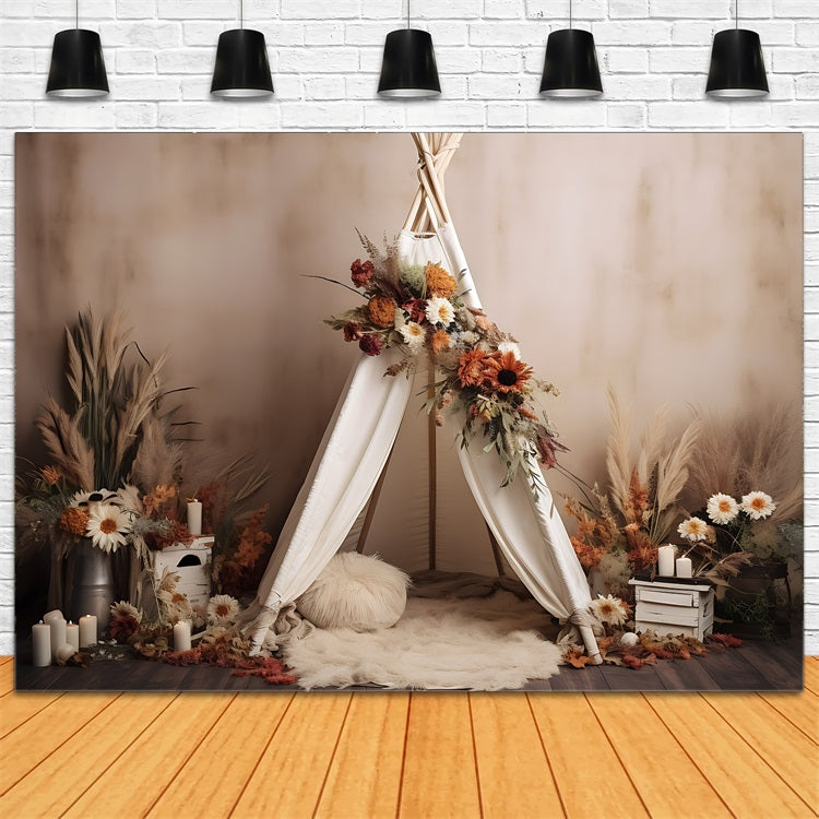 Tessuto Bohemian Fondale Teepee Floreale Autunno Sfondo BRP10-596