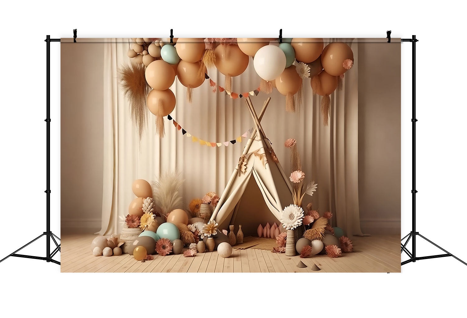 Fondali Boho Fai Da Te Teepee Balloon Party Sfondo BRP10-597