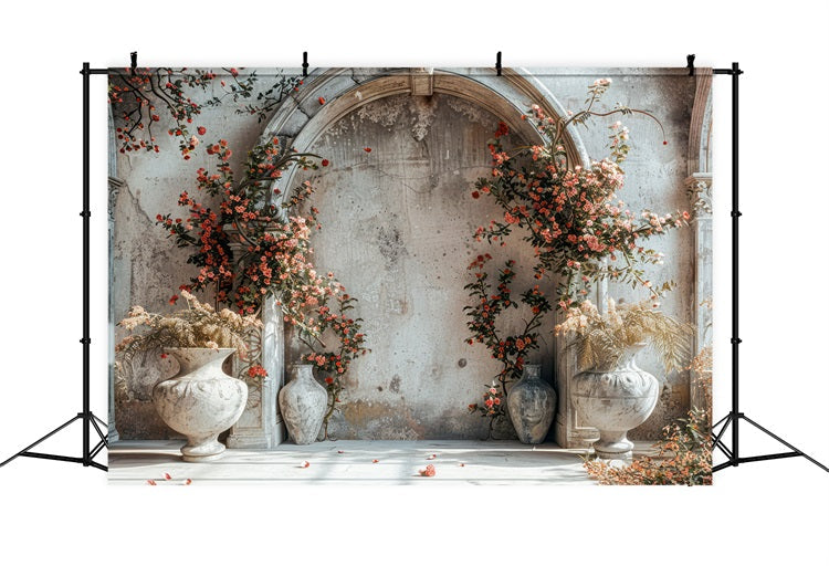 Sfondo Romantico Boho Con Fiori Rossi Ad Arco BRP10-60
