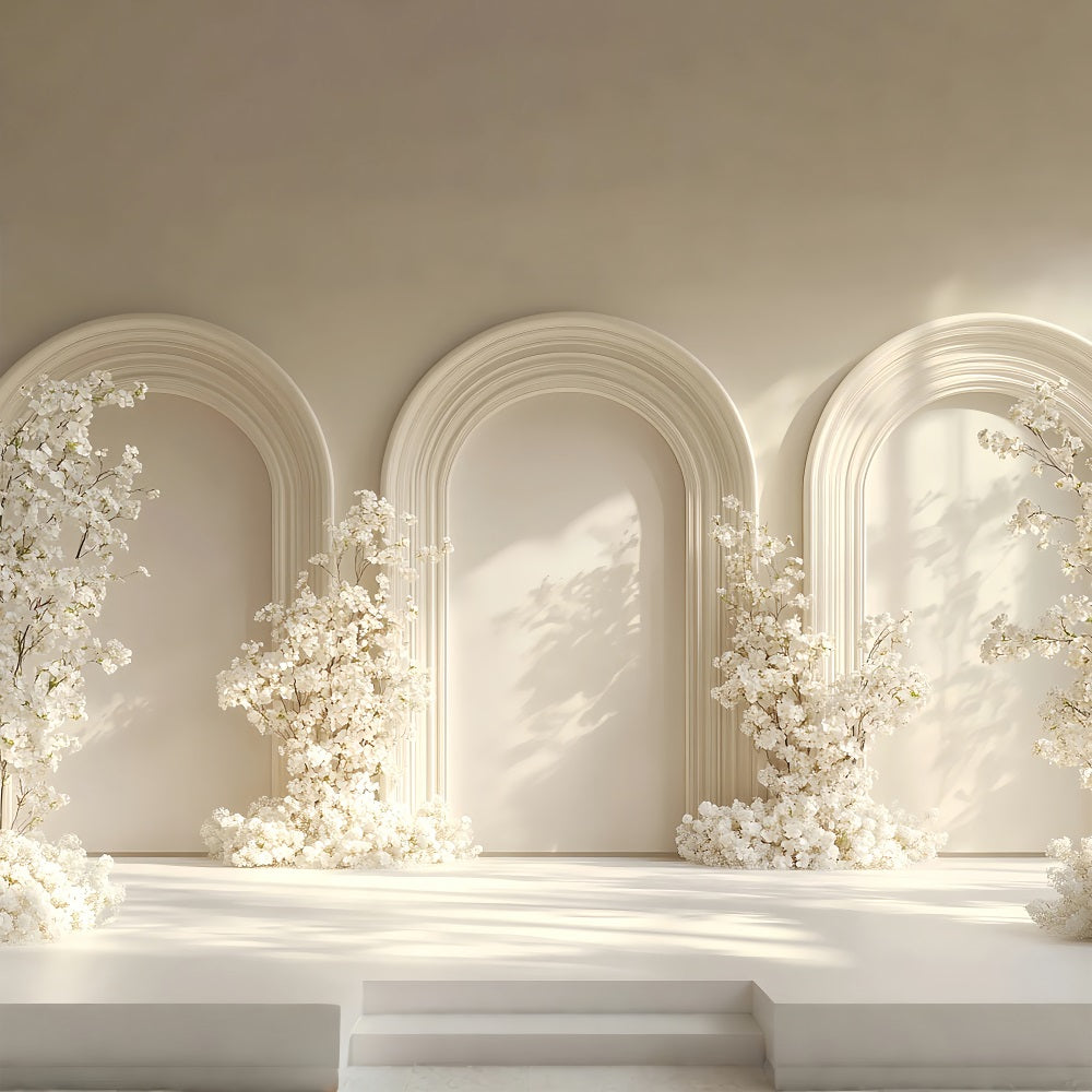 Sfondo Fotografico Boho Arch Sfondo Floreale Bianco BRP10-601