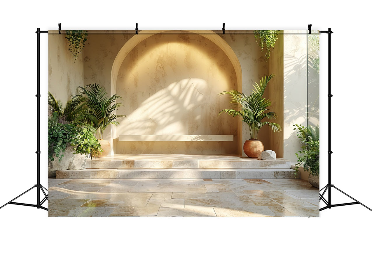 Sfondo Boho Tema Arco Sfondo Di Piante Tropicali BRP10-602