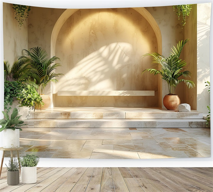 Sfondo Boho Tema Arco Sfondo Di Piante Tropicali BRP10-602