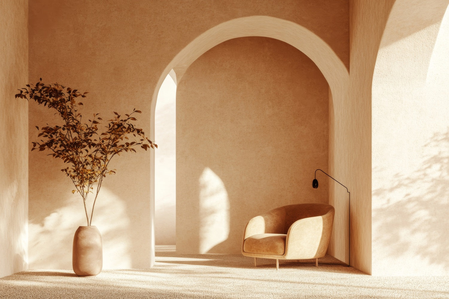 Sfondo Bohemien Con Poltrona Ad Arco Dai Toni Della Terra Design BRP10-606