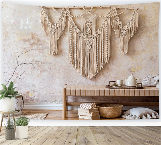 Sfondo Bohemien Con Decorazioni In Macrame Appeso A Parete BRP10-608