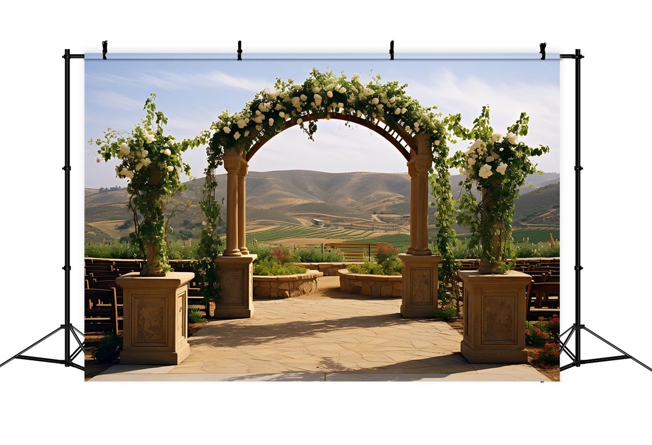 Sfondo Decorazione Bohemien Sfondo Floreale Con Colline Ad Arco BRP10-610