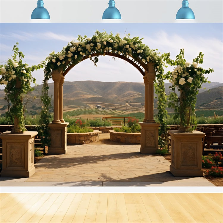 Sfondo Decorazione Bohemien Sfondo Floreale Con Colline Ad Arco BRP10-610