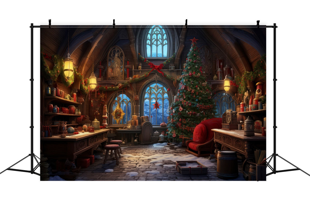 Fondali Della Stanza Di Natale Sfondo Dell'Albero Del Laboratorio Di Babbo Natale BRP10-613