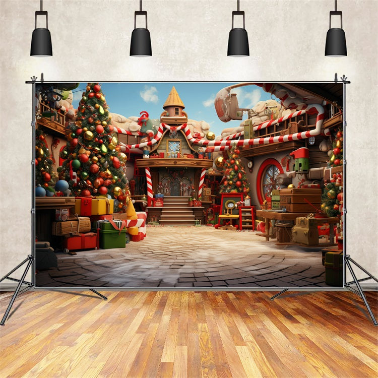 Sfondo Fotografico Natalizio Sfondo Di Preparazione Del Laboratorio Di Babbo Natale BRP10-623