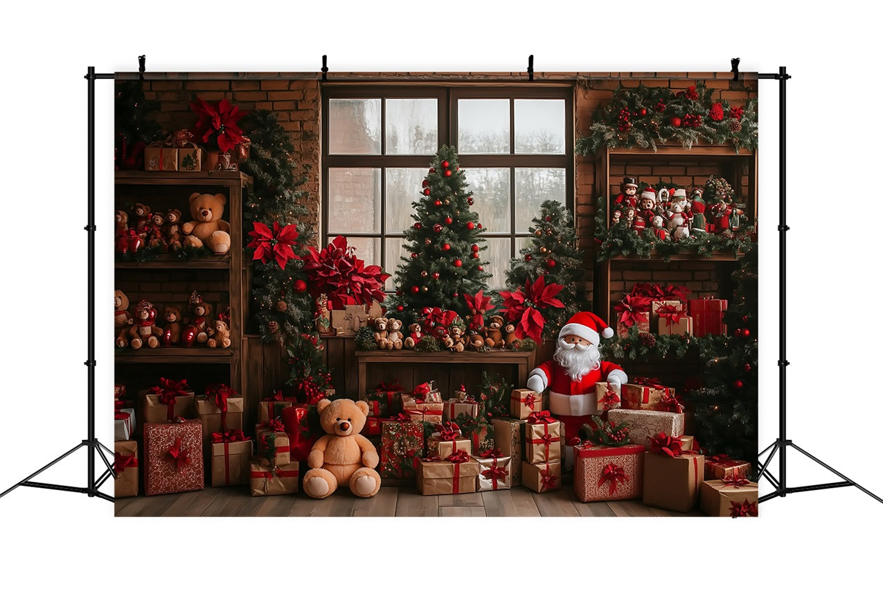 Sfondo Di Buon Natale Sfondo Di Regali Per Alberi Del Laboratorio Di Babbo Natale BRP10-627