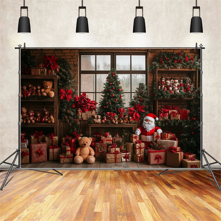 Sfondo Di Buon Natale Sfondo Di Regali Per Alberi Del Laboratorio Di Babbo Natale BRP10-627