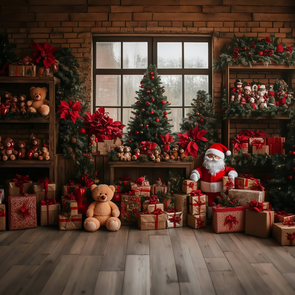 Sfondo Di Buon Natale Sfondo Di Regali Per Alberi Del Laboratorio Di Babbo Natale BRP10-627