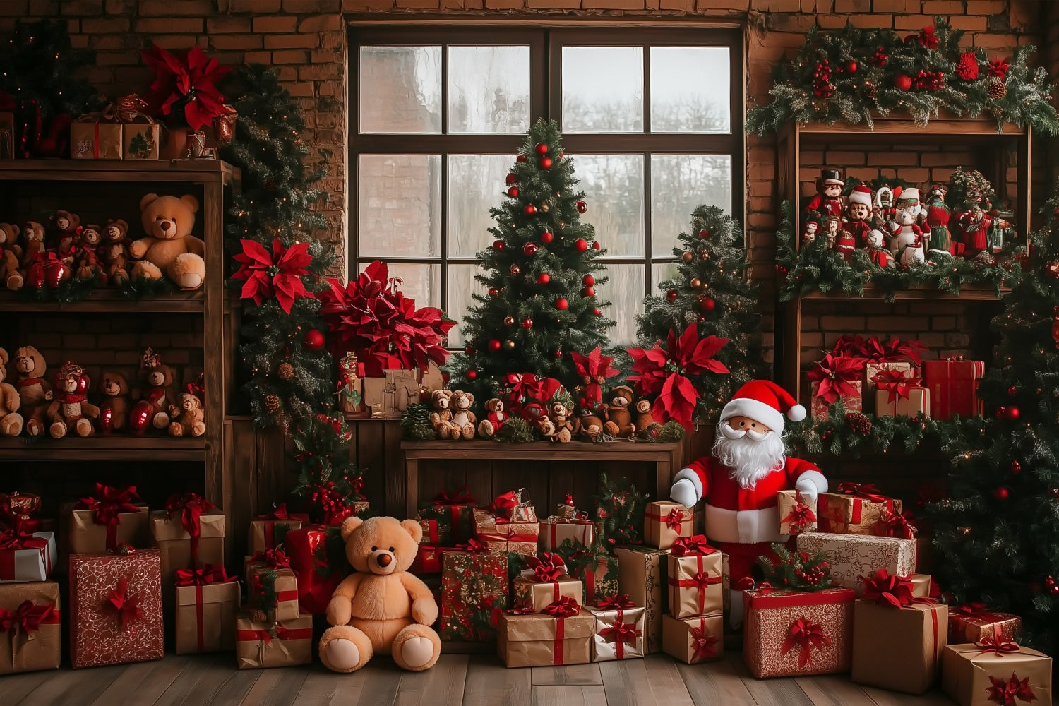 Sfondo Di Buon Natale Sfondo Di Regali Per Alberi Del Laboratorio Di Babbo Natale BRP10-627