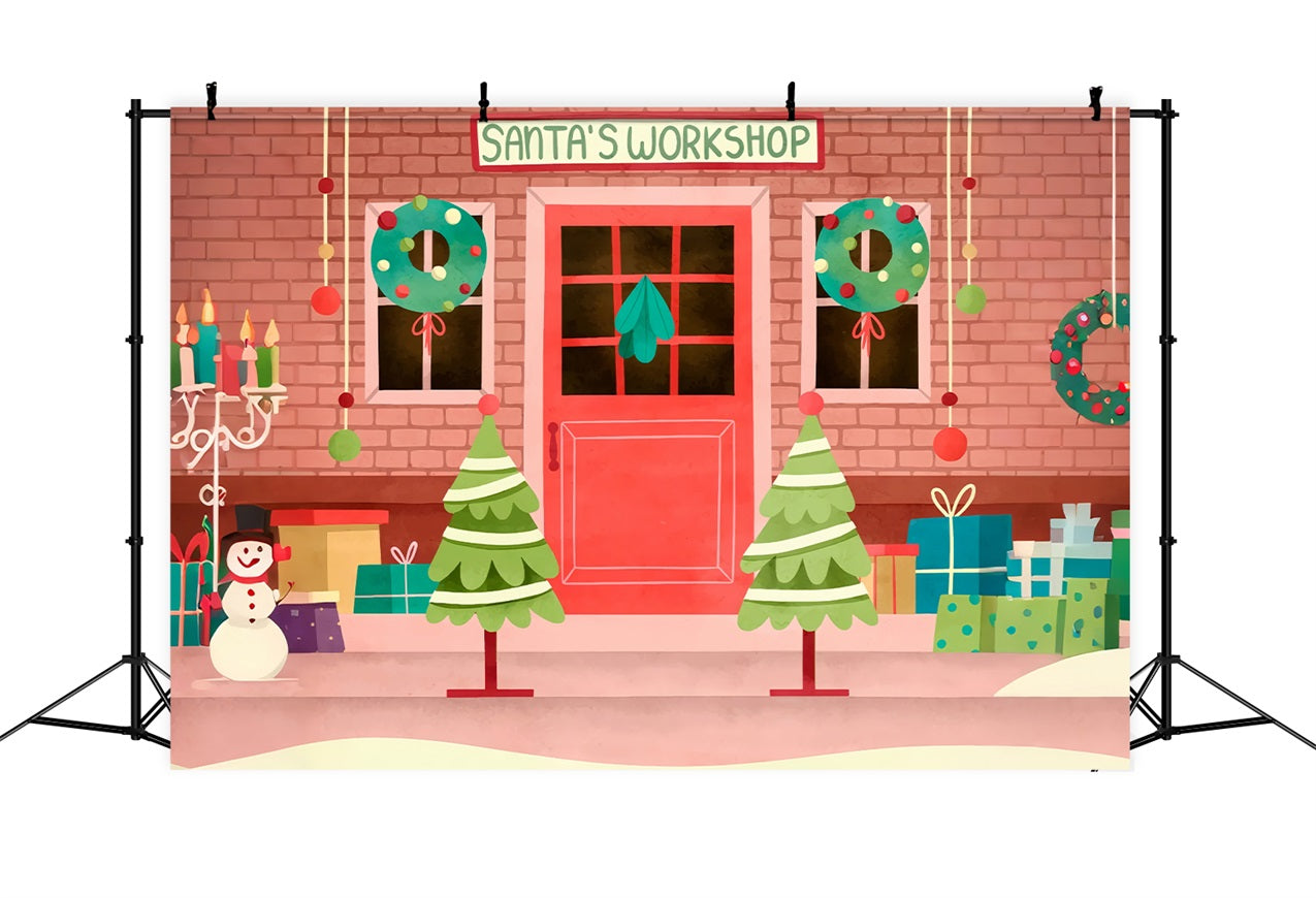 Fondali Natalizi Fondale Per Decorazioni Per L'Ingresso Del Laboratorio Di Babbo Natale BRP10-631
