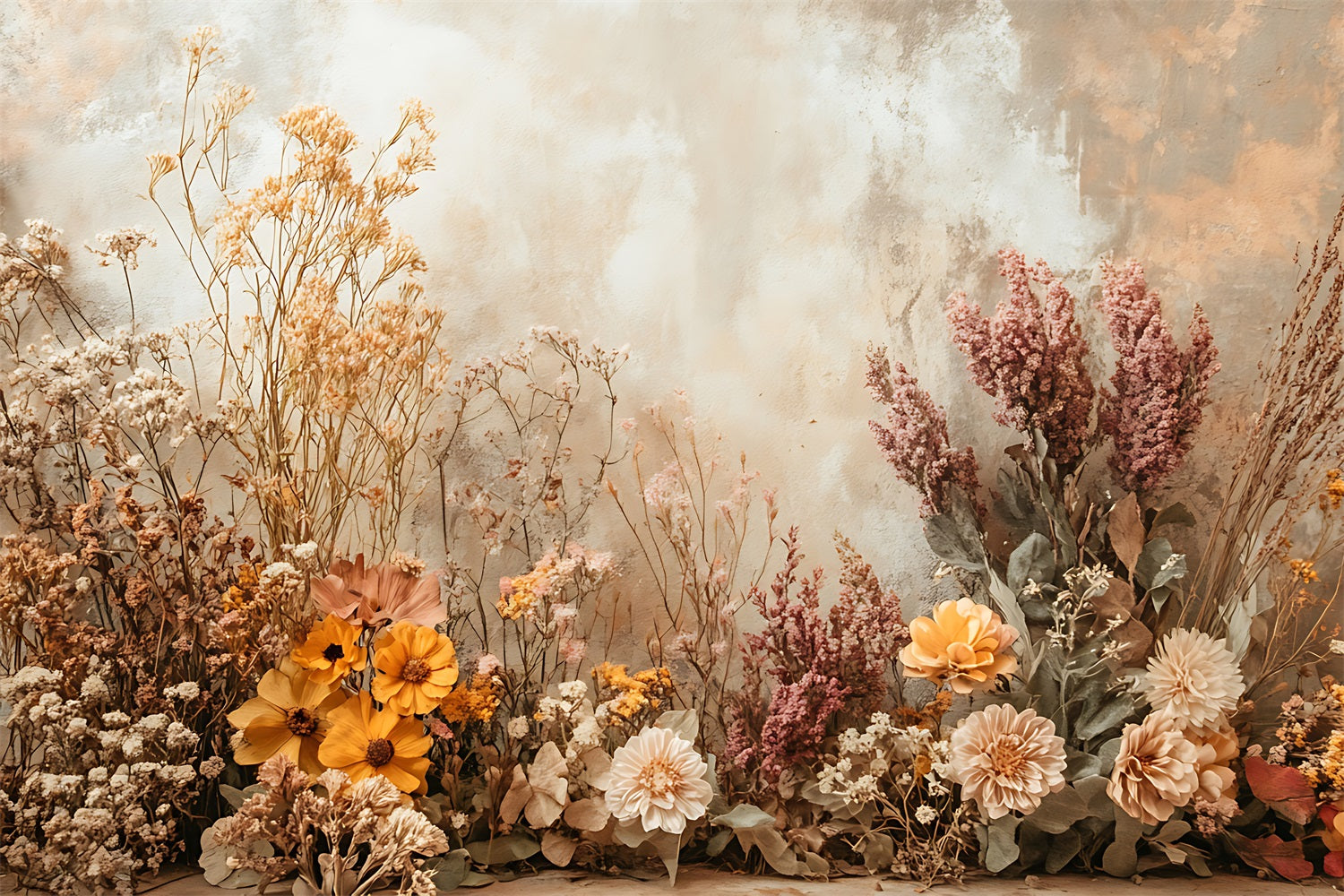 Caldo Sfondo Con Texture Floreale Essiccata Boho BRP10-74