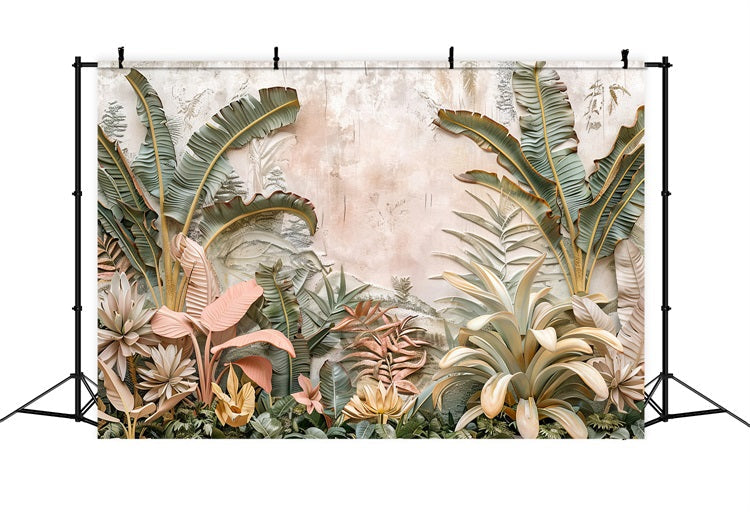 Sfondo Con Dettagli A Foglia Naturale Tropicale Boho BRP10-78