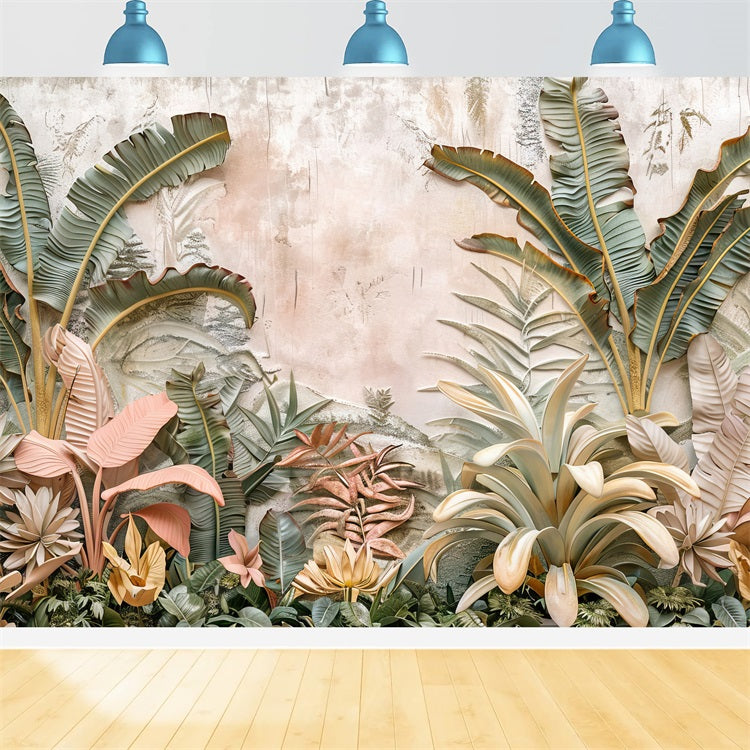 Sfondo Con Dettagli A Foglia Naturale Tropicale Boho BRP10-78