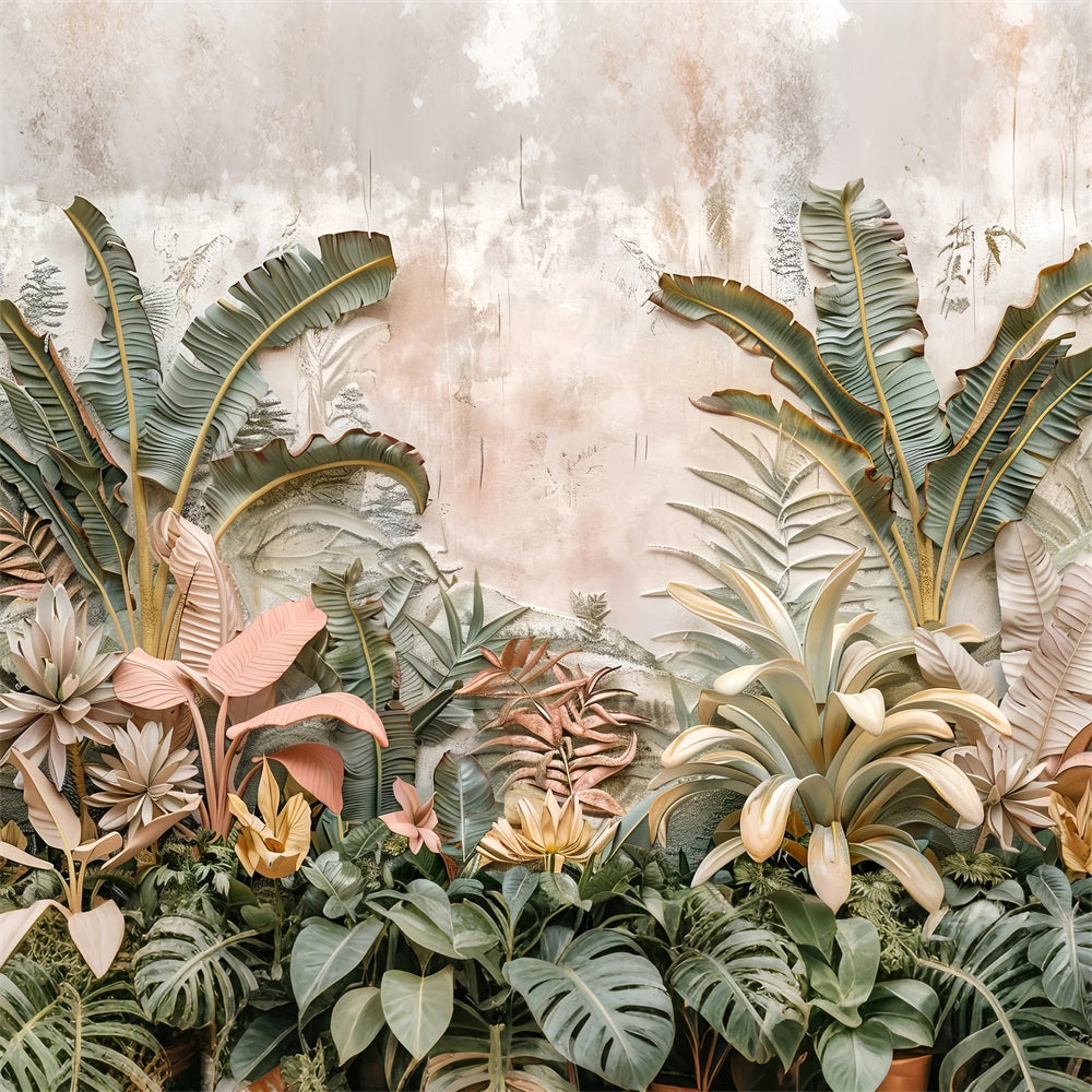 Sfondo Con Dettagli A Foglia Naturale Tropicale Boho BRP10-78