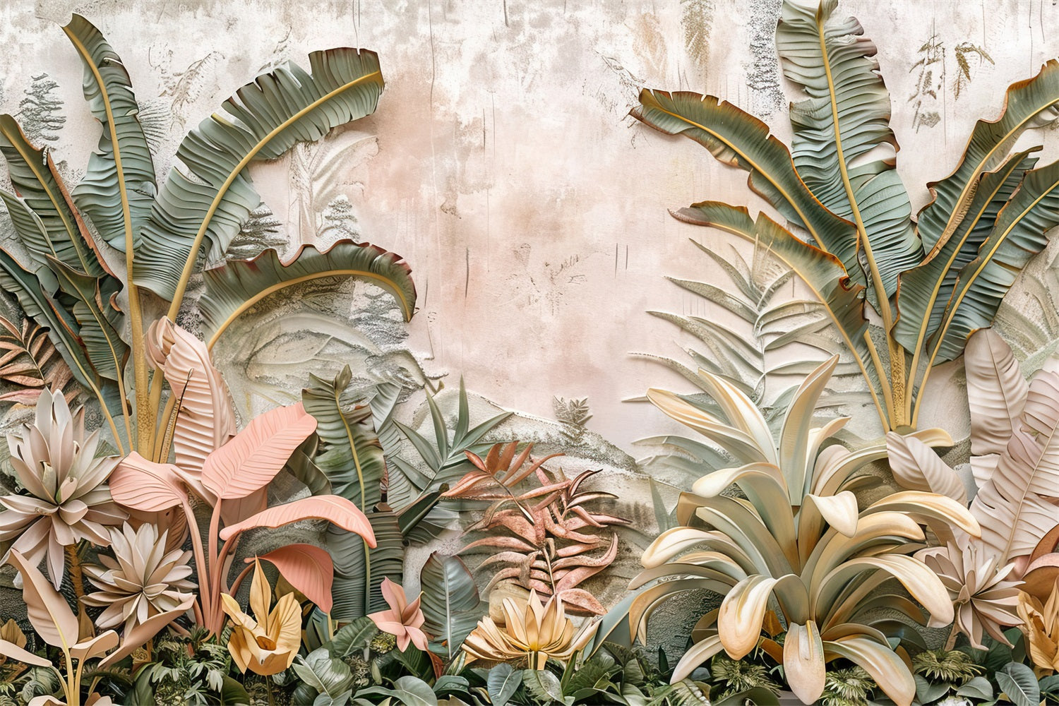 Sfondo Con Dettagli A Foglia Naturale Tropicale Boho BRP10-78